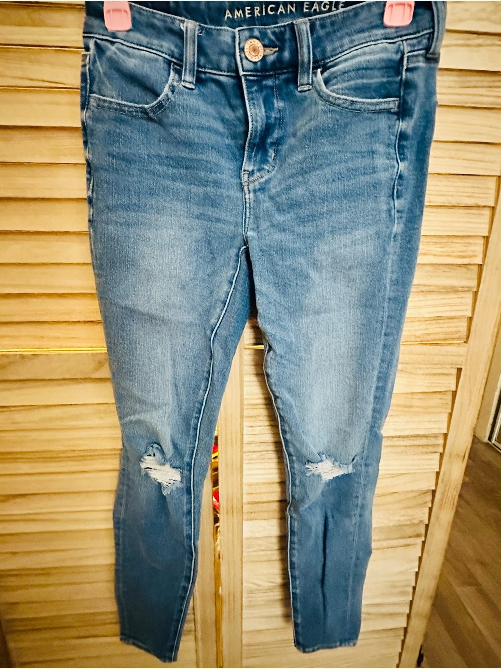 American Eagle Outfitters Blue Distressed Skinny Jeans